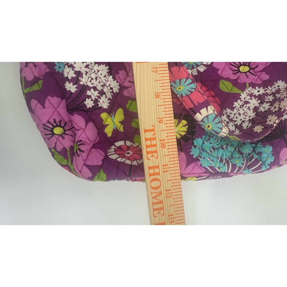 Vera Bradley Flutterby Purse Tote Shoulder Bag Zip Purple Flower Butterflies EUC - Picture 14 of 16